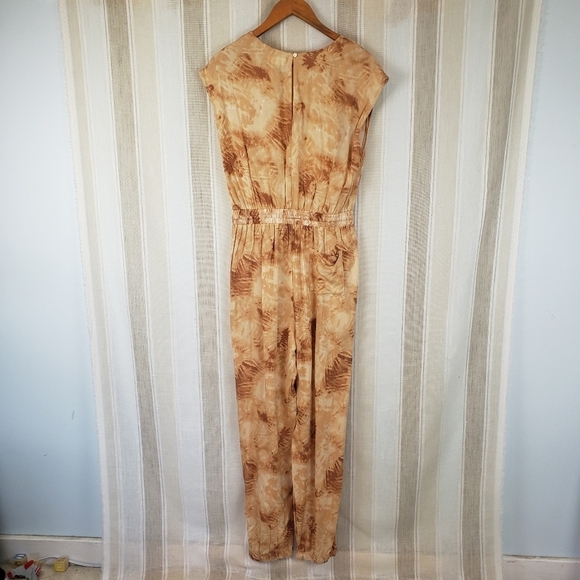 Japna Tie Dye Jumpsuit Neutral Tan Short Sleeves Size Small - Picture 11 of 11